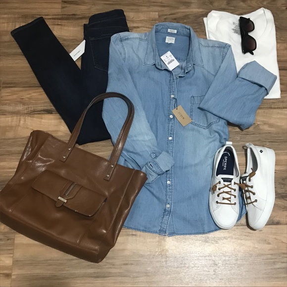 J. Crew Factory Tops - J. Crew Chambray Button Down Shirt Size XL